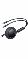 Baseus 2-v-1 USB-C 100W navíjecí kabel 1,2 m - černý 2-v-1 USB-C 100W navíjecí kabel 1,2 m - černý