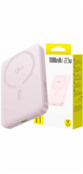 Baseus Powerbanka EnerFill FM12 Qi2 10000mAh 22,5W MagSafe kompatibilní s bílým kabelem Baseus Simple USB-C 20V/3A 0,30m - růžová
