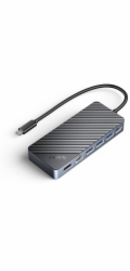 Orico Dokovací stanice/replikátor Dokovací stanice Orico USB-C s M.2 NVMe/SATA pouzdrem, USB-A/C 10 Gbps, HDMI 4K, PD 100W, RJ45