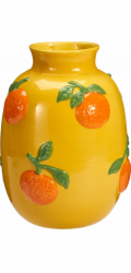 Home Styling Collection Stylingová kolekce Váza na květiny s oranžovým vzorem GORT, O 17 x 25 cm, žlutá