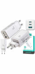 Joyroom Nabíječka Joyroom JR-TG10 65W GaN síťová nabíječka 2x USB-C + USB-A se 100W USB-C - USB-C kabelem 1,2 m - bílá