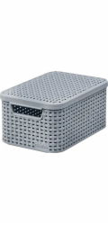 Koš s víkem Curver® STYLE2 LID S, krémový, s víkem, 29x20x14 cm