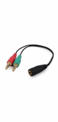 GEMBIRD Kabel rozdvojka jack 3,5mm (4 pólový) na 2x3,5mm F/M, 20cm, černá