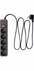 Akyga Prodlužovací kabel AK-SP-06B, přepěťová ochrana, 5 zásuvek CEE 7/3 (typ F), 3 m