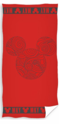 Carbotex Ručník 70x140cm bavlněný Mickey Mouse s logem Mickeyho, červený
