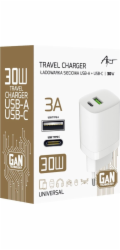 Art Nabíječka Charger GaN PD/QC 4.0 do zásuvky 1x USB-C 1x USB-A 30W ART