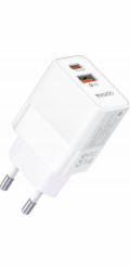 Yesido Nabíječka , síťová nabíječka Yesido. YC32 PD 20W QC3.0 USB-A+C, BÍLÁ