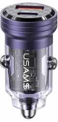 Usams Nabíječka USAMS C35 do auta USB-A+USB-C 45W rychlé nabíjení fialová/fialová (US-CC175)