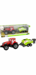 TRITON Červený farmářský traktor LeanToys se zeleným třecím pohonem secího stroje