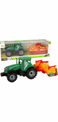 TRITON Zelený traktor LeanToys s oranžovým kultivátorem pro děti