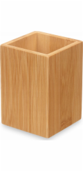 Berilo kelímek na zubní kartáček, čtvercový, bambus, 6,8 x 6,8 x 9,7 cm