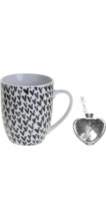 Secret de Gourmet Hrnek na čaj AMOR s nálevníkem, porcelán, 360 ml, černá srdce