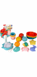 LeanToys Sada do koupele Sea Toys Podběrák Loď 17 dílů