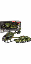 LeanToys Vojenská sada Tank Třecí pohon Vrtulník