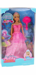 LeanToys Anlily panenka mořská panna princezna růžové šaty kartáč