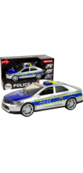 LeanToys policejní auto 1:14 třecí pohon zvuky světle stříbrná