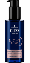 NoName GLISS_Night Elixir Reconstruction regenerační bezoplachová noční kúra pro poškozené vlasy a roztřepené konečky 100 ml