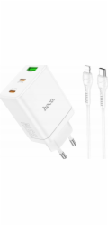 Hoco Nabíječka HOCO do zásuvky 2 x Type-C + USB A + Type-C na Lightning PD QC3.0 3A 35W N33 bílá