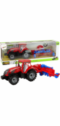 TRITON Červený traktor LeanToys s pluhem a třecím pohonem