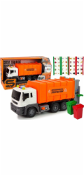 LeanToys Popelářské auto Třecí pohon Zvukové efekty Oranžové 1:16 Třídění