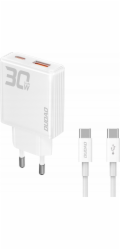 Dudao Nabíječka Dudao A30EUT 30W GaN síťová nabíječka USB-A / USB-C + USB-C - kabel USB-C - bílá