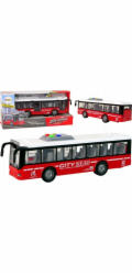 LeanToys Bateriový autobus Světla Zvuky Třecí Pohon Červená 1:16