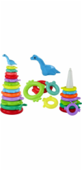 LeanToys Puzzle Pyramid Giraffe 13 barevných kruhů 43 cm x 18 cm x 18 cm