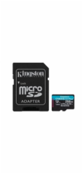 Kingston MicroSDXC karta 256GB Canvas Go! Plus, R:200/W:160MB/s, Class 10, UHS-I, U3, V30, A2 + Adaptér