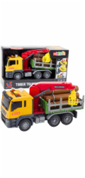 LeanToys Jeřábový vůz na dřevo, světla, zvuky žluté 1:14