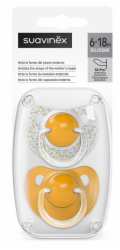 Suavinex - 308257-ANATOMICKÝ SILIKONOVÝ VZOR 2 KS/6-18M/ŽLUTÁ/DREAMS