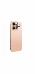 Amazingthing AR hliníkové tvrzené sklo se 3 čočkami a rámečkem pro fotoaparát pro iPhone 16 Pro / 16 Pro Max - růžovo-zlaté