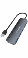 Wozinsky 4x USB-A hub splitter s hliníkovými přepínači - šedý