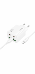 Hoco 2 x USB C + 2 x USB A QC3.0 PD 3A 20W nabíječka do sítě + kabel USB C na Lightning N55 bílý