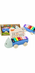 LeanToys Dětský barevný vzdělávací nástroj Hippo Cymbals on Wheels