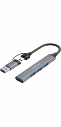 Canyon HUB DS-02 4v1 USB-A/C šedý