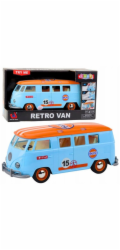 LeanToys Retro auto, dodávka, autobus, světla, zvuky, otevírání dveří, modrá