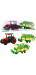 LeanToys Farmářský traktor se zelenožlutým přívěsem červený 50 cm LEAN Toys