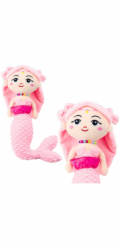 LeanToys Plyšová mořská panna s korálky, růžová, 32 cm, LEAN Toys