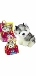 LeanToys Plyšový maskot Husky v sáčku, bílý a šedý