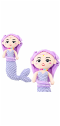 LeanToys Plyšová mořská panna s korálky, fialová, 32 cm, LEAN Toys