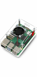 Gravlaser Krabice Raspberry Pi 5 - otevírací s ventilátorem - průhledná