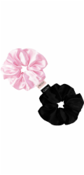 Glov Saténové gumičky do vlasů Satin Scrunchies, velikost S, růžová/černá, 2 ks