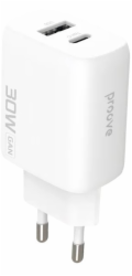 PROOVE Nabíječka do zásuvky Silicone Power 2 30W bílá (Type-C + USB)