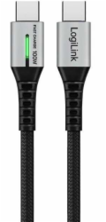 LogiLink Kabel USB-C - USB-C 3 m, černo-stříbrný (CU0425)