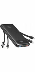 Choetech Powerbanka Charmast W1148 5V 3A 10000 mAh s vestavěným kabelem USB A / USB C / Lightning / Micro USB, černá