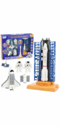LeanToys Vesmírná sada Kosmonauti Startovací věž Raketoplán