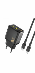 Dudao USB-A USB-C nabíječka do zásuvky s kabelem USB-C PD QC 35W - černá USB-A USB-C nabíječka do zásuvky s kabelem USB-C PD QC 35W - černá