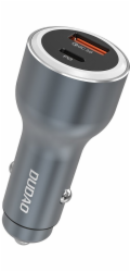 Dudao USB-A USB-C PD QC LED nabíječka do auta 120W - šedá USB-A USB-C PD QC LED nabíječka do auta 120W - šedá