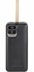 RivaCase Powerbanka RIVACASE POWERBANK 30 000 mAh USB-C 20W LCD, 1x I/O USB-C PD 20W, 2x USB-A QC 3.0 18W, ČERNÁ