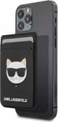 Karl Lagerfeld Peněženka KLWMSCHSFBK s přihrádkou na karty Saffiano Choupette Head MagSafe, černá